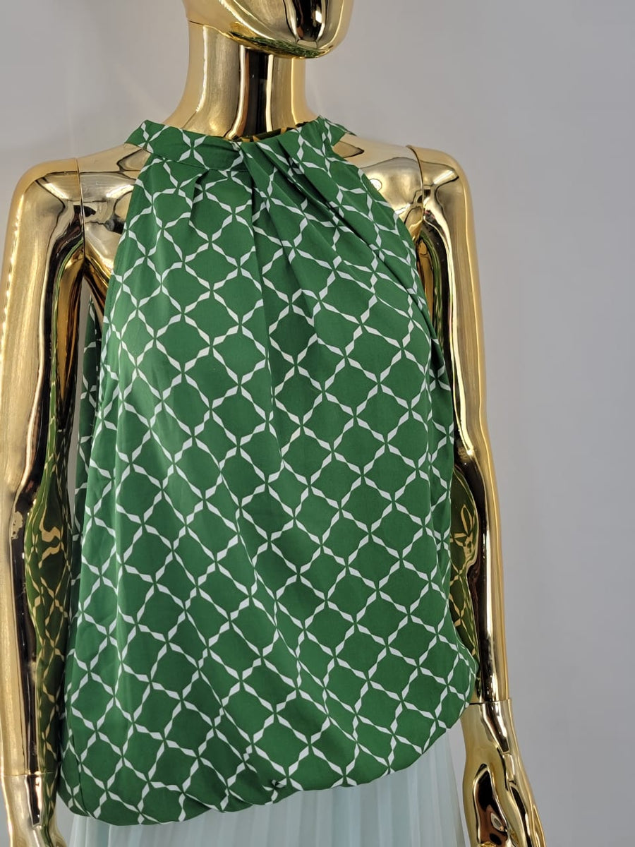 Blusa Verde e Branca by Cortefiel Woman