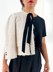 Blezer Branco com Laço Preto - Zara Woman