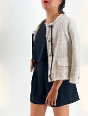 Blezer Branco com Laço Preto - Zara Woman