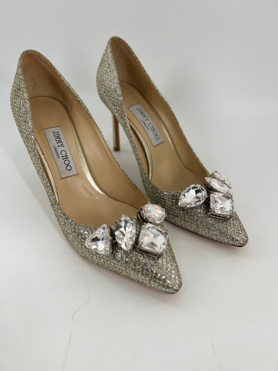 Jimmy Shoo (Point Toe-Crystal)