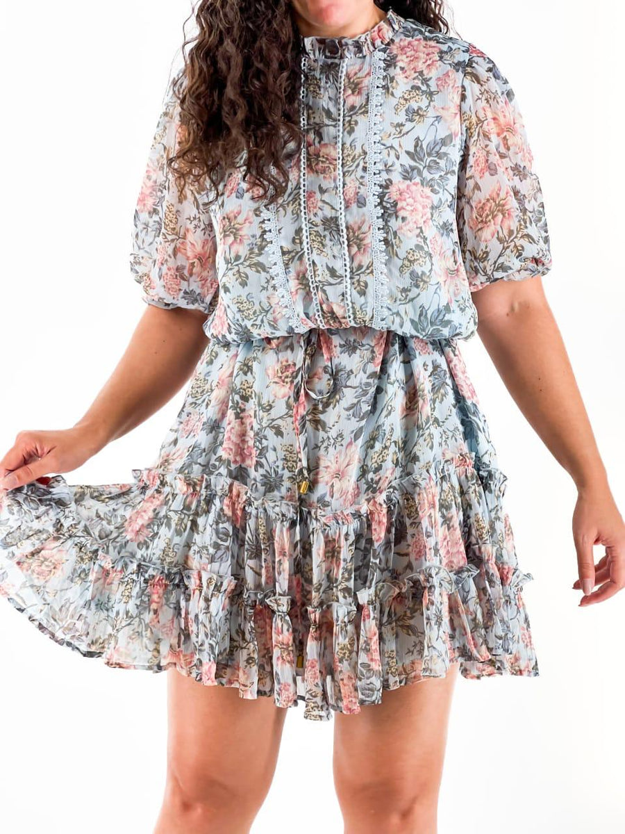 Vestido Azul com Flores By Oasis
