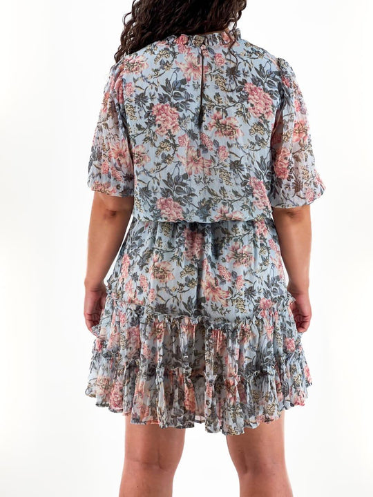 Vestido Azul com Flores By Oasis