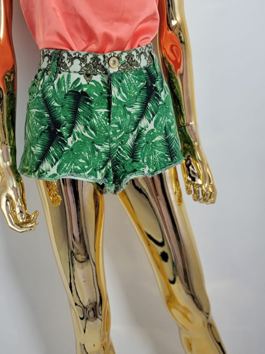 Calção Verde com Design de Palmeira by River Island