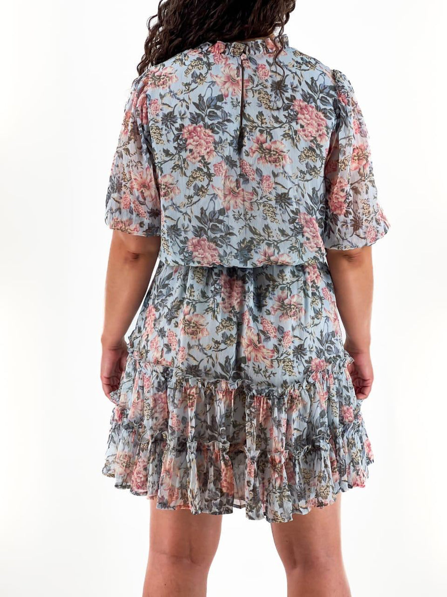Vestido Azul com Flores By Oasis